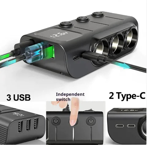 Cargador de Coche USB de 3 Puertos