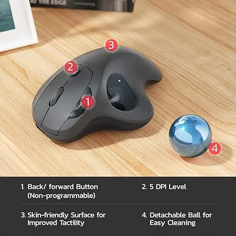 Ratón Ergonómico con Trackball Inalámbrico